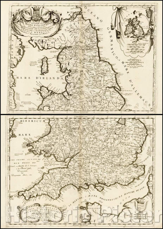 Historic Map - Parte Settentrionale Del Regno D'Inghilterra, 1690, Vincenzo Maria Coronelli v1