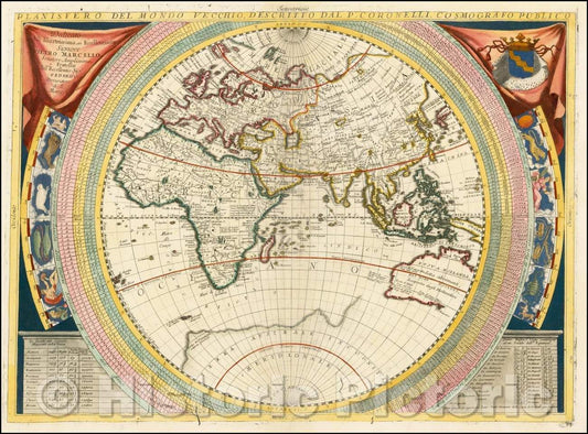Historic Map - Planisfero Del Mondo Vecchio, Descritto Dal P. Coronelli, Cosmographo Publico, 1690, Vincenzo Maria Coronelli - Vintage Wall Art