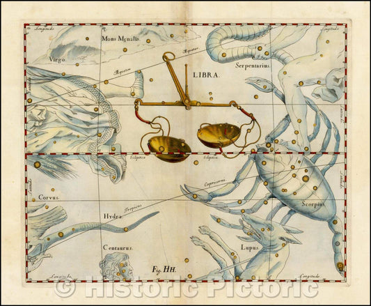 Historic Map - Libra, 1687, Johannes Hevelius - Vintage Wall Art