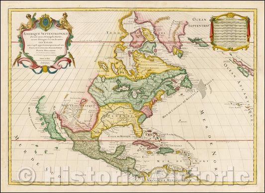 Historic Map - Amerique Septentrionale divisee en Ses Principales parties, 1720, Alexis-Hubert Jaillot - Vintage Wall Art