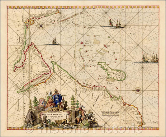 Historic Map - Occidentalior Tractus Indiarum Orientalium a Promontorio Bonae Spei :: Westerly Extension of the East Indies Cape of Good Hope to C Comorin, 1680 - Vintage Wall Art