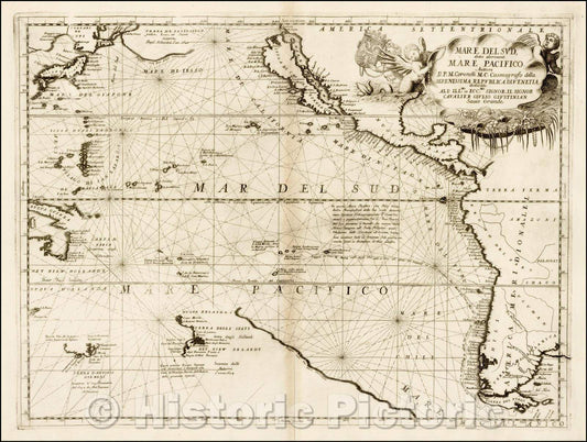 Historic Map - Mare Del Sud Detto Altrimente Mare Pacifico, 1691, Vincenzo Maria Coronelli v1
