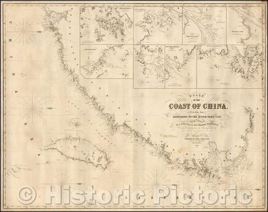 Historic Map - Chart of the Coast of China, Extending from Hong Kong to the River Yang-Tse, 1855, James Imray & Son - Vintage Wall Art