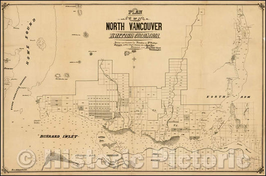 Historic Map - Plan of North Vancouver British Columbia, 1891, Vaughan & McCartney - Vintage Wall Art