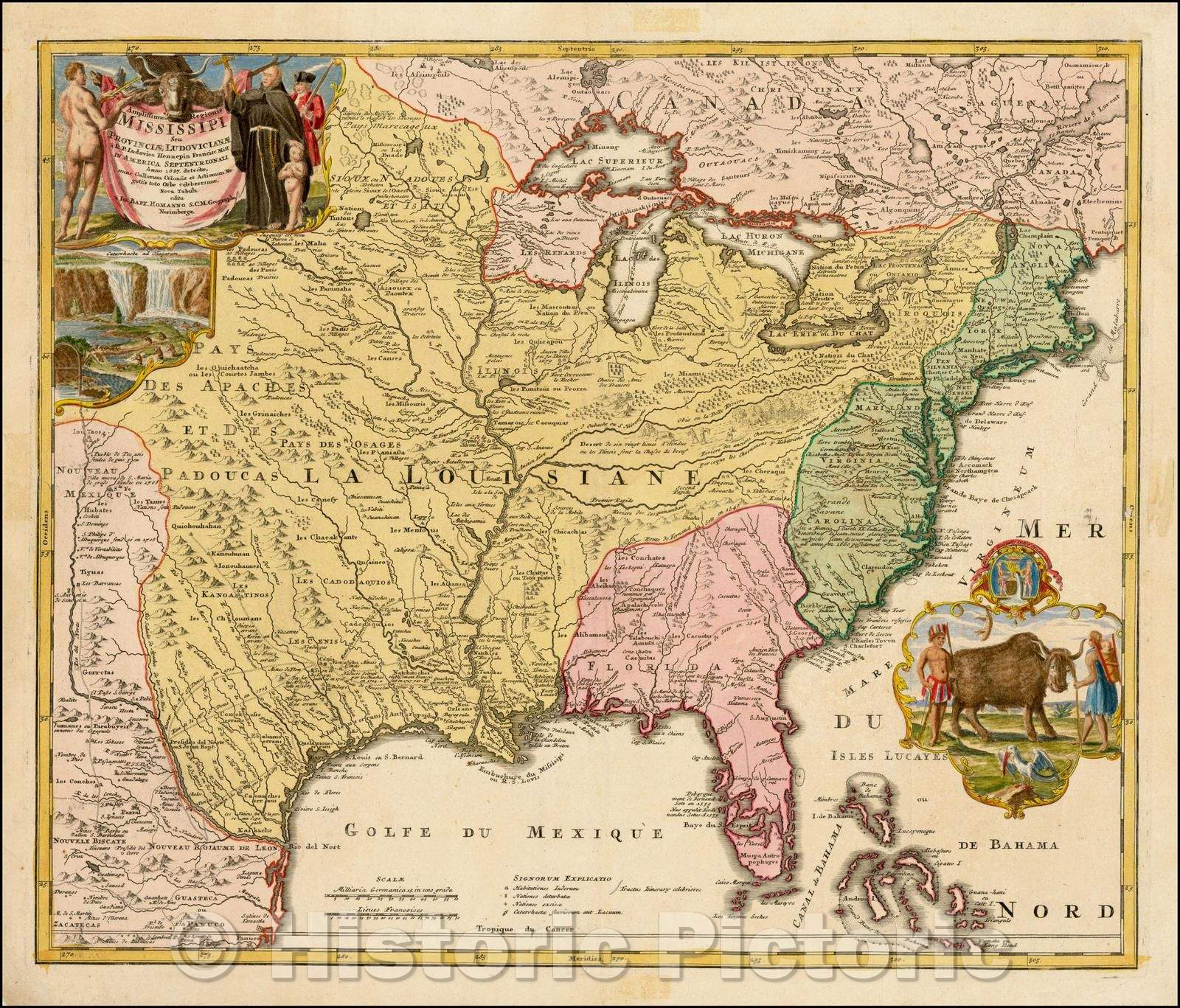 Historic Map - Amplissimae Regionis Mississipi Seu Provinciae Ludovicianae A R.P. Ludovico Hennepin Francisc Miss In America Septentrionali Anno, 1720 v7