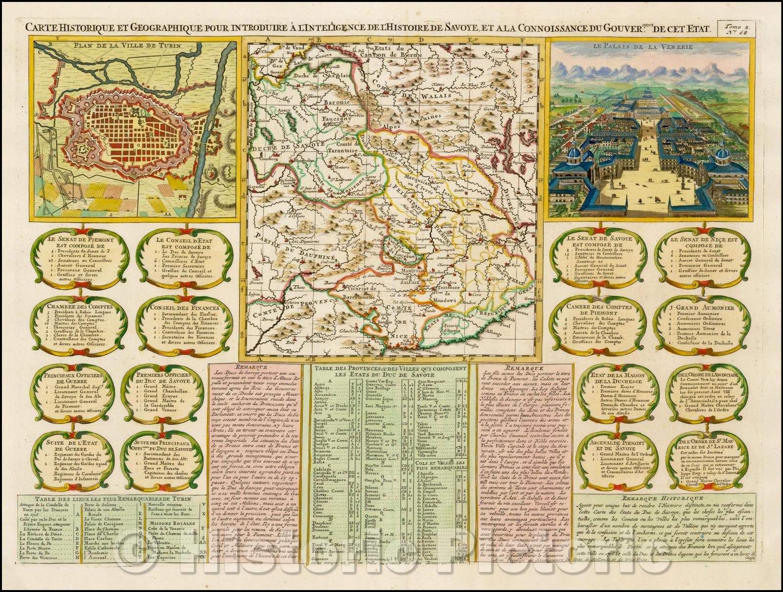 Historic Map - Carte Historique et Geographique Pour Introduire A L'Inteligence De L'Histoire De Savoye et ala Connoissance Du Gouvernment De Cet Etat, 1719 v2