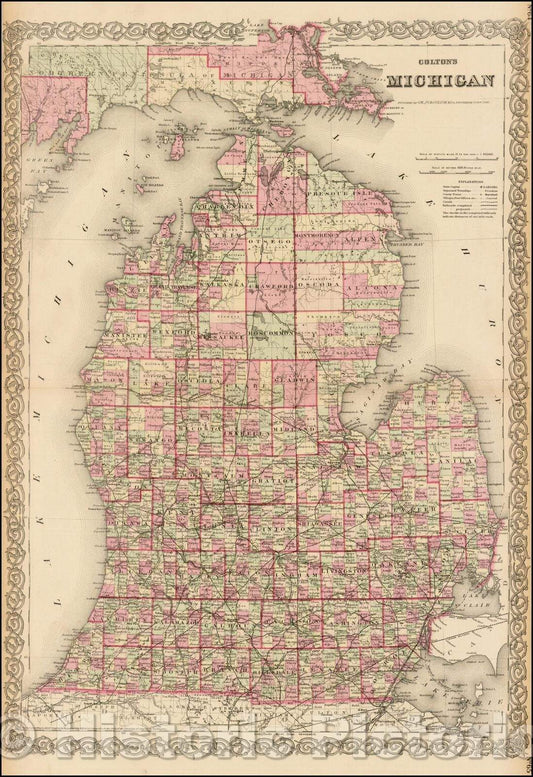 Historic Map - Colton's Michigan, 1874, G.W. & C.B. Colton v2