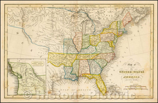 Historic Map - Map of the United States of America and Nova Scotia, 1832, Hinton, Simpkin & Marshall v2