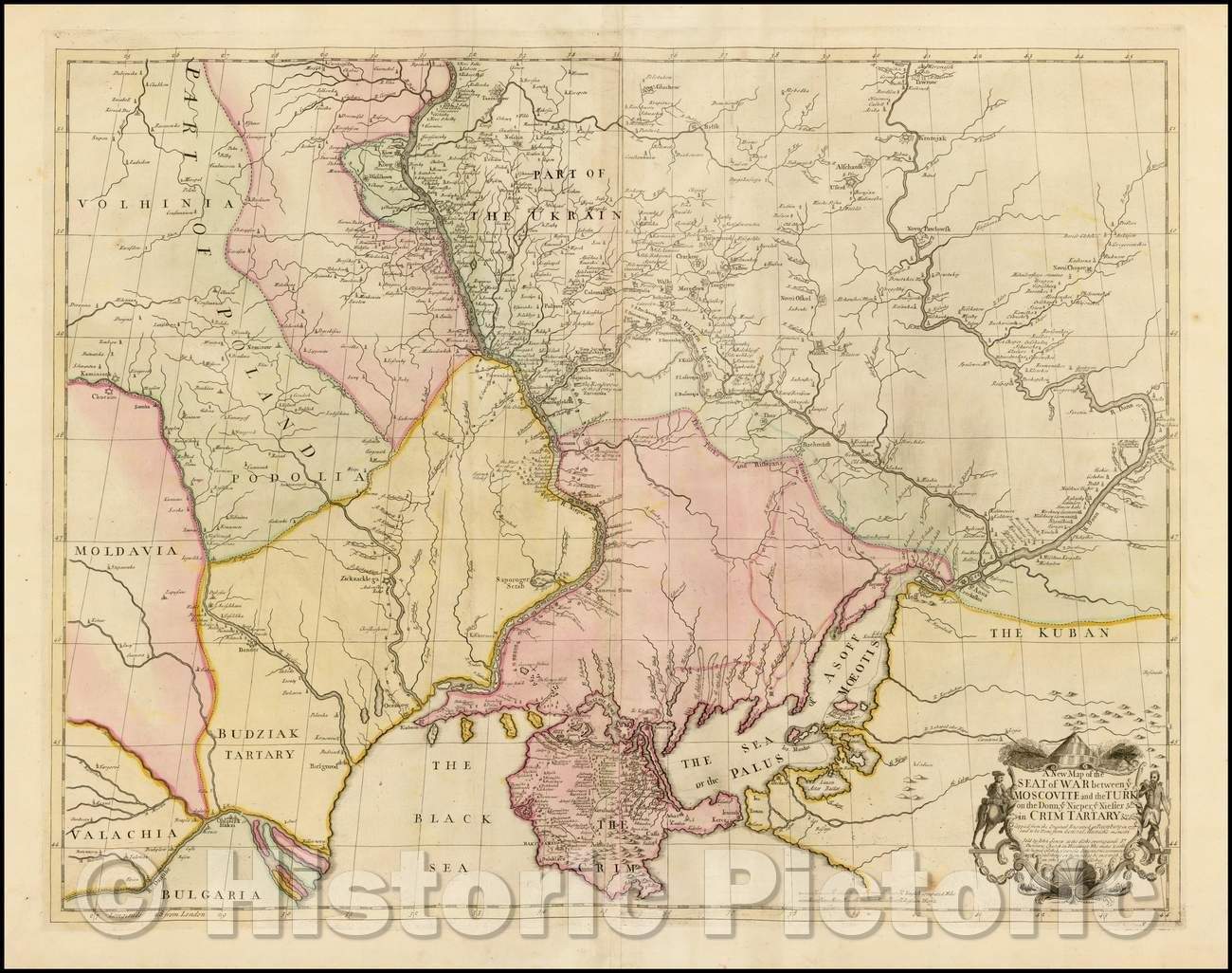 Historic Map - The Seat of War between ye Moscovite and the Turk on the Donn ye Nieper ye Niester & in Crim Tartary, Copied from an Original Engrave, 1738 - Vintage Wall Art