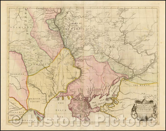 Historic Map - The Seat of War between ye Moscovite and the Turk on the Donn ye Nieper ye Niester & in Crim Tartary, Copied from an Original Engrave, 1738 - Vintage Wall Art