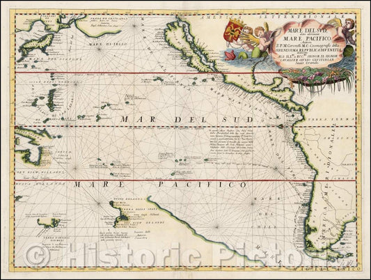 Historic Map - Mare Del Sud Detto Altrimente Mare Pacifico, 1691, Vincenzo Maria Coronelli v2