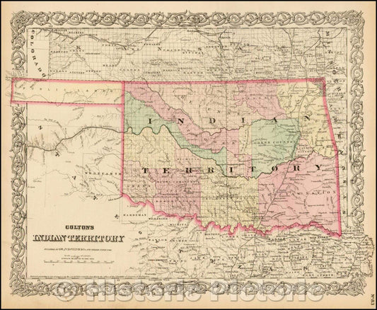 Historic Map - Colton's Indian Territory, 1876, G.W. & C.B. Colton v2