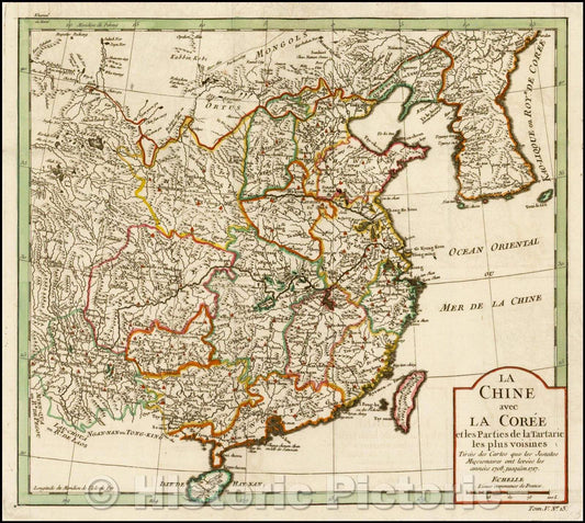 Historic Map - La Chine avec La Coree et les Parties de la Tartarie les plus voisines Tirees des Cartes que les Jesuites/Northern China and Korea, 1750 - Vintage Wall Art