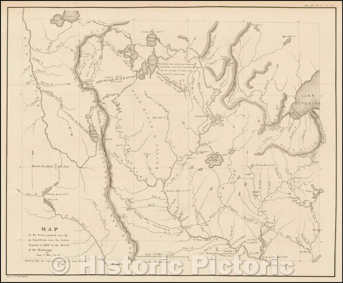 Historic Map - Map of the Route passed over, 1834, Henry Schoolcraft v2