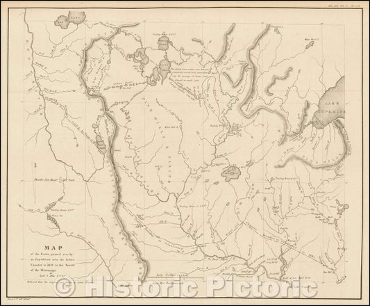 Historic Map - Map of the Route passed over, 1834, Henry Schoolcraft v2