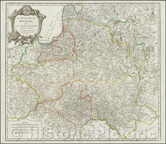 Historic Map - Le Royaume De Pologne, divise en ses Duches et Provinces, et Subdivise en Palatinats, 1796, Gilles Robert de Vaugondy v1