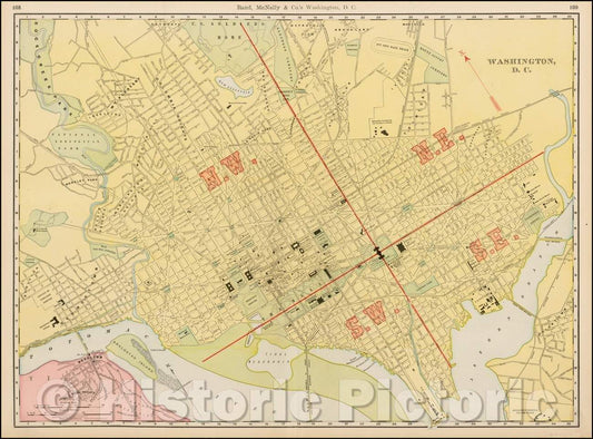 Historic Map - Washington D.C, 1895, Rand McNally & Company - Vintage Wall Art