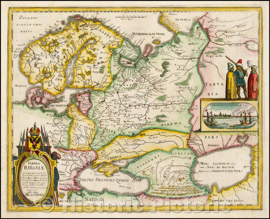 Historic Map - Tabula Russiae ex autographo, quod delineandum curavit Foedor filius Tzaris Boris, 1640, Matthaus Merian v2