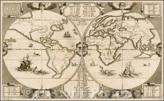 Historic Map - World Benedict Arias Montanus Sacrae Geographiae Tabulam ex Antiquissimorum Cultor, 1660, Benedictus Arias Montanus - Vintage Wall Art