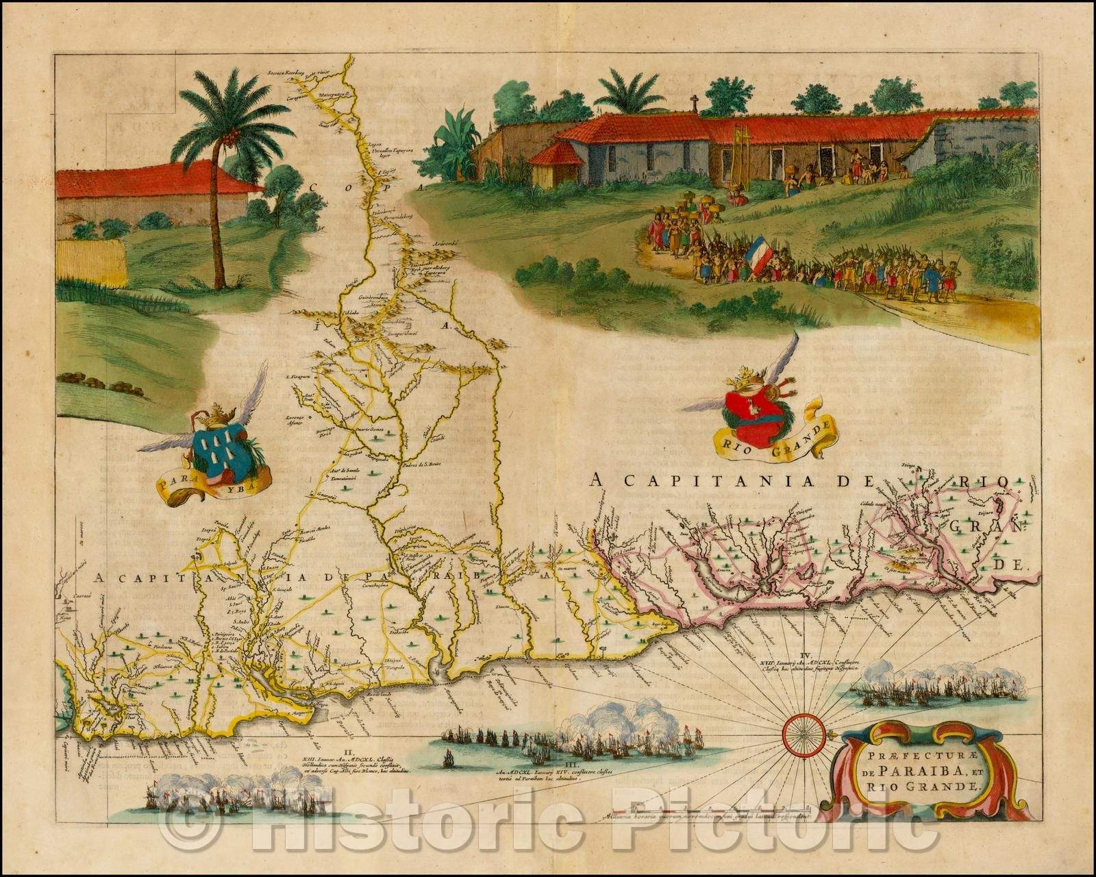 Historic Map - Praefecturae De Paraiba, et Rio Grande, 1662, Johannes Blaeu - Vintage Wall Art
