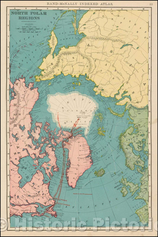 Historic Map - North Polar Regions, 1898, William Rand v2