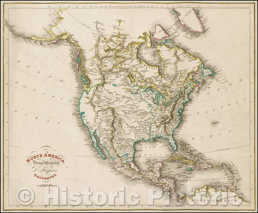 Historic Map - North America, 1814, James Playfair - Vintage Wall Art