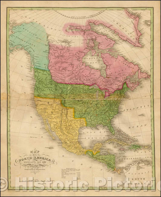 Historic Map - Map of North America Including All The Recent Georgraphical Discoveries, 1826, Anthony Finley - Vintage Wall Art