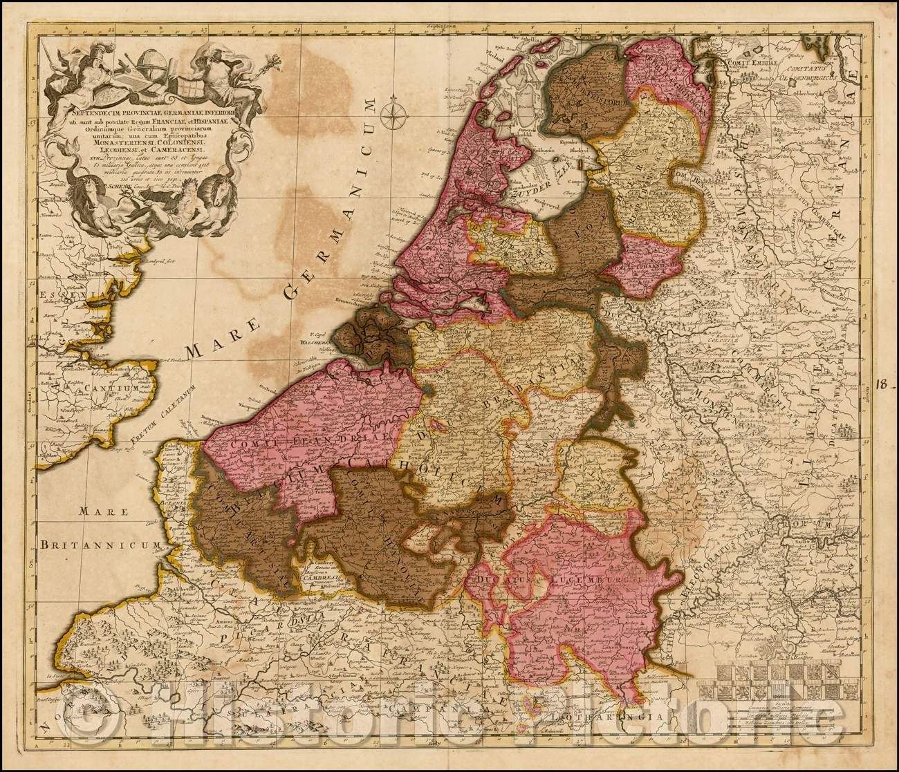 Historic Map - Septendecim Provinciae Germainae Inferioris, 1700, Peter Schenk - Vintage Wall Art