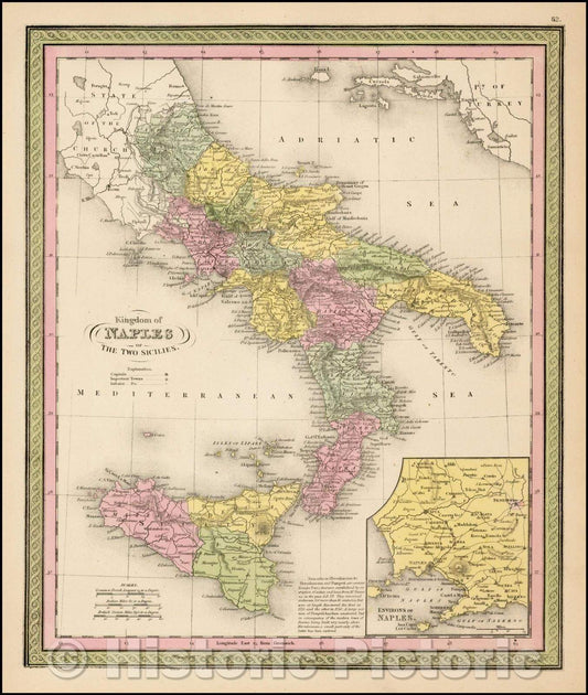 Historic Map - Kingdom of Naples or The Two Sicilies, 1846, Samuel Augustus Mitchell v2