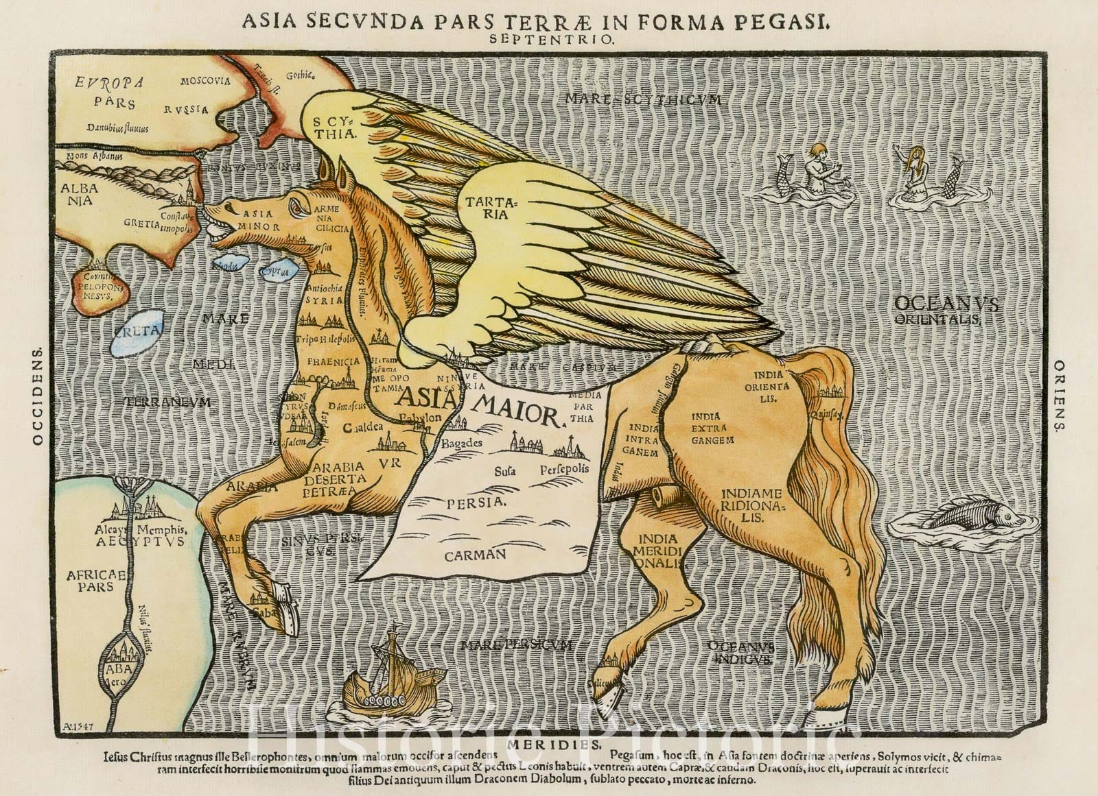 Historic Map - Asia Secunda Pars Terrae in Forma Pegasi Asia in the Form of Pegasus, 1581, Heinrich Bunting v2