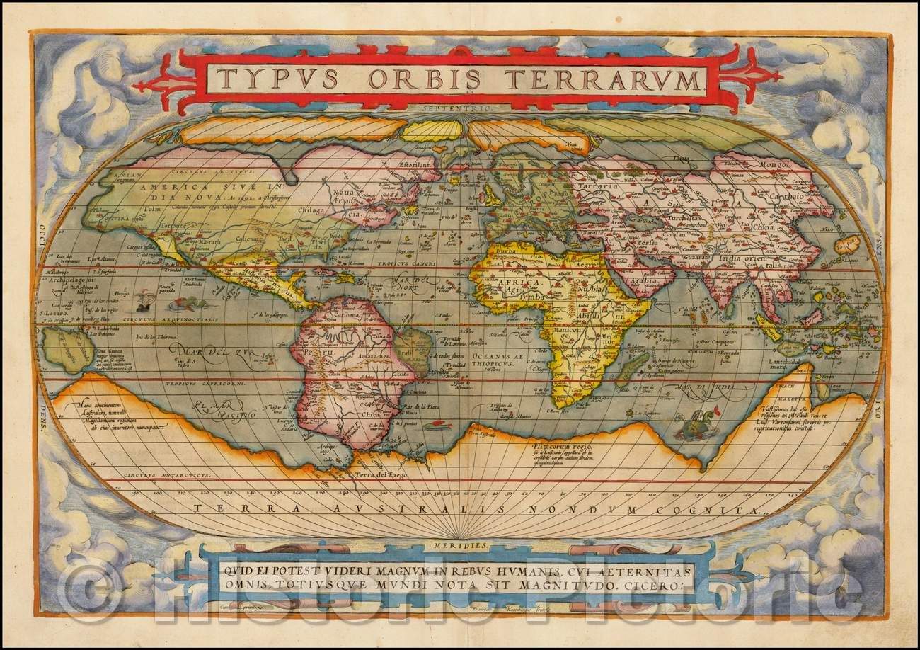 Historic Map - Typus Orbis Terrarum, 1571, Abraham Ortelius v1