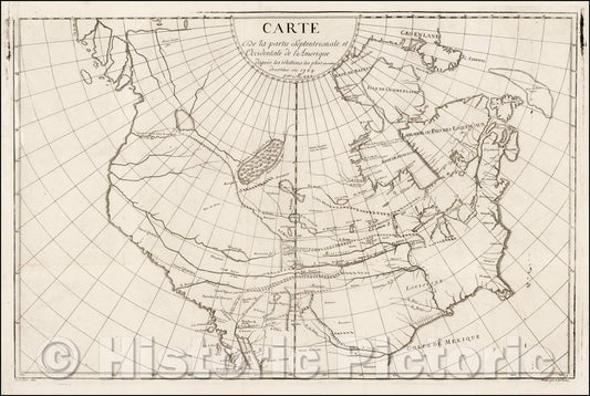 Historic Map - Carte De La Partie Septentrionale et Occidentale de L'Amerique/Map of North America, Memoires Observations Geographiques in 1765, 1765 - Vintage Wall Art