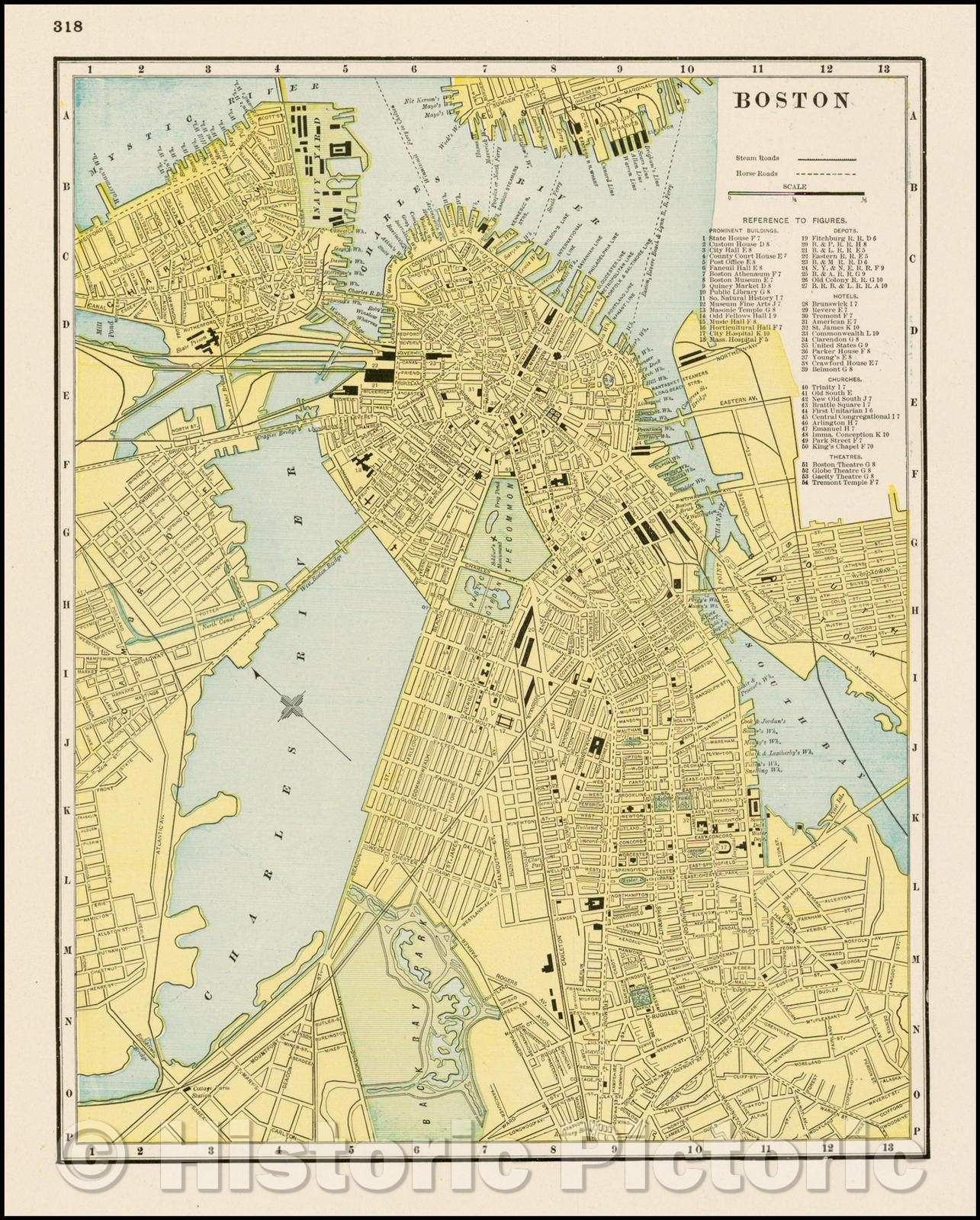 Historic Map - Boston, 1892, George F. Cram v2