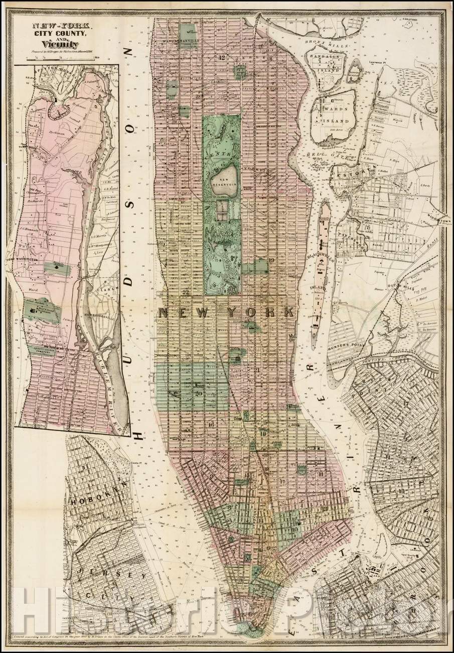Historic Map - New-York City, County And Vicinity, 1866, Matthew Dripps - Vintage Wall Art