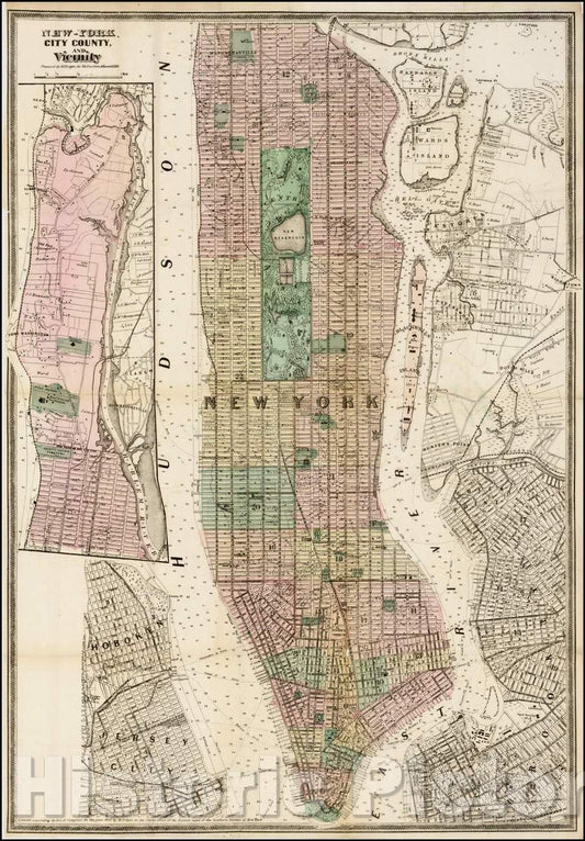 Historic Map - New-York City, County And Vicinity, 1866, Matthew Dripps - Vintage Wall Art