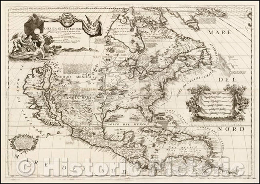 Historic Map - America Settentrionale Colle Nuove Scoperte Sin All Anno, 1688, Vincenzo Maria Coronelli v2