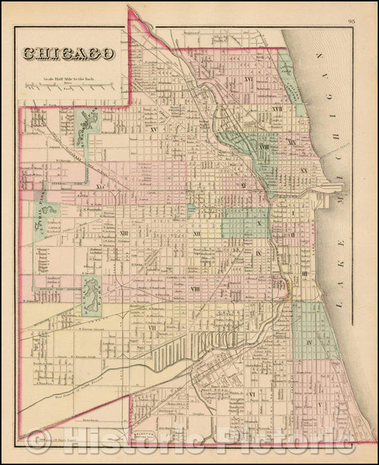 Historic Map - Chicago, 1875, O.W. Gray v1