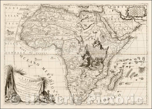 Historic Map - L'Africa Divisa nelle sue Partie secondo le piu moderne relationi colle scoperte dell' Origine, e corso del :: Coronelli's 2-sheet of Africa, 1690 - Vintage Wall Art
