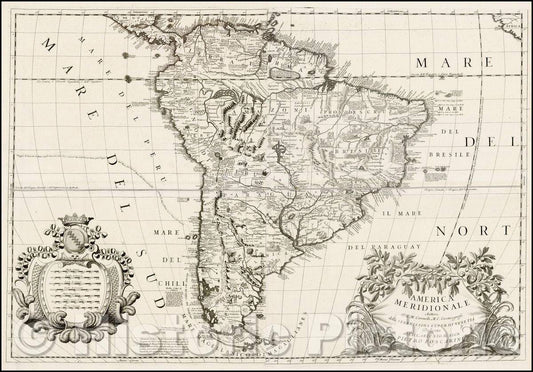Historic Map - America Meridionale, 1690, Vincenzo Maria Coronelli v1