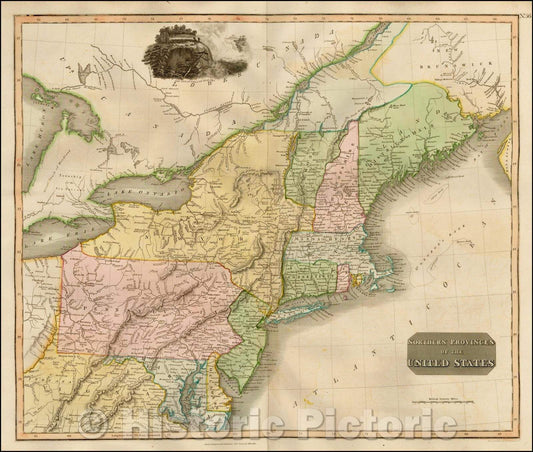 Historic Map - Northern Provinces of the United States, 1817, John Thomson v2