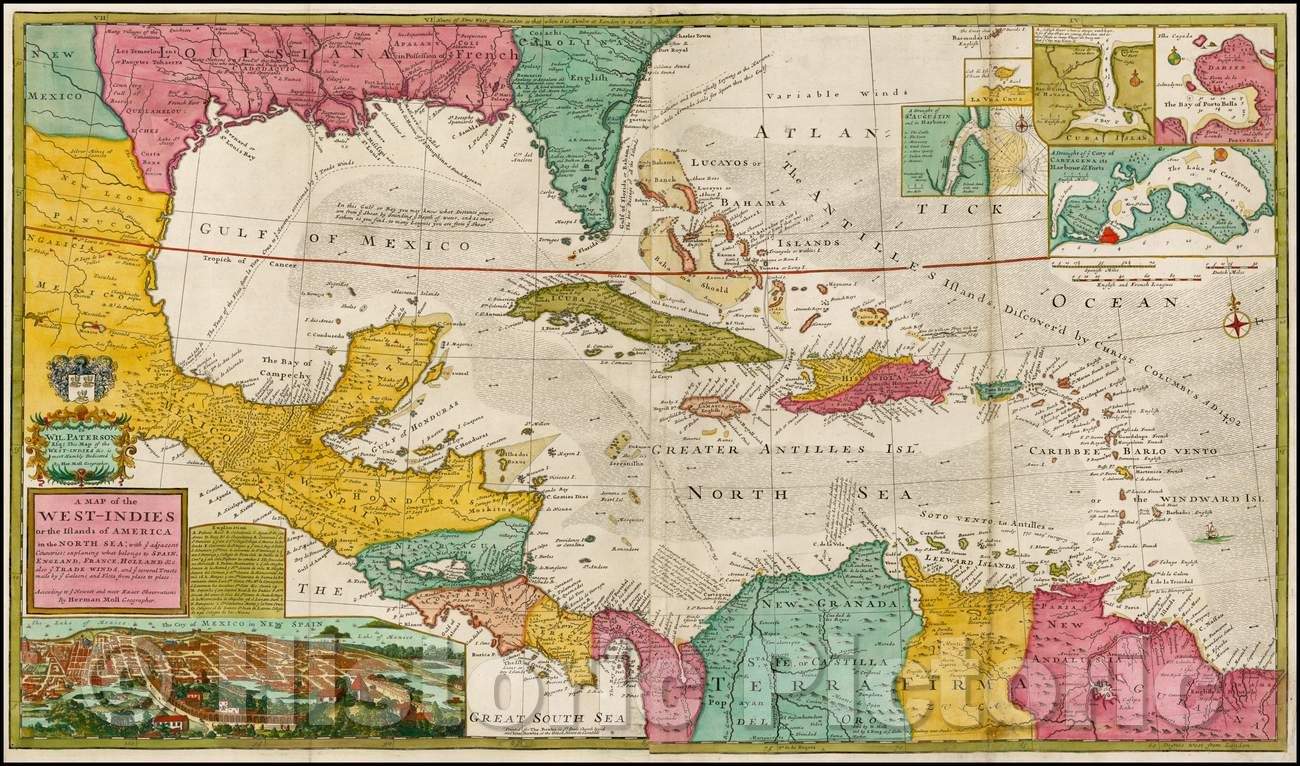 Historic Map - A Map of the West-Indies or the Islands of America in the North Sea, 1715, Hermann Moll v3