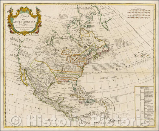 Historic Map - Map of North America, 1765, John Bowles - Vintage Wall Art