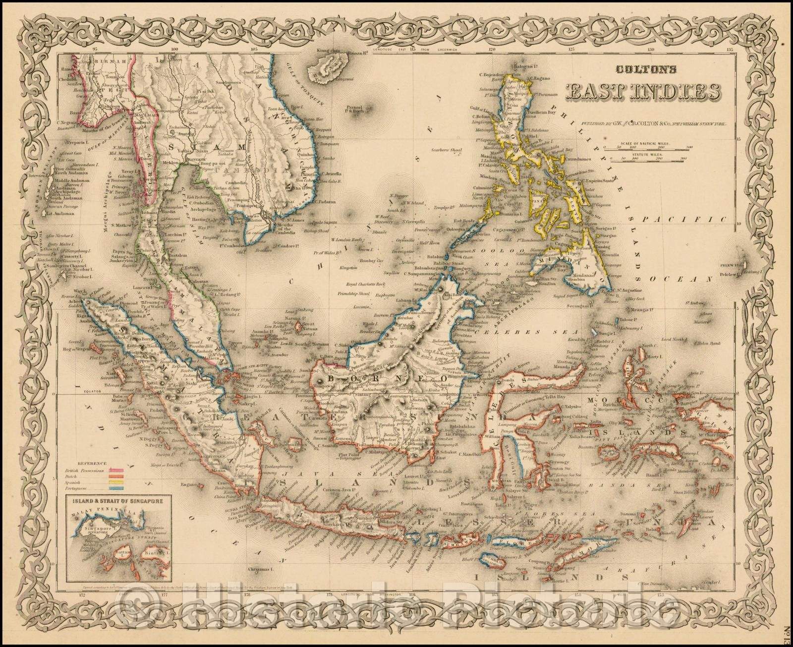 Historic Map - Colton's East Indies, 1870, G.W. & C.B. Colton - Vintage Wall Art