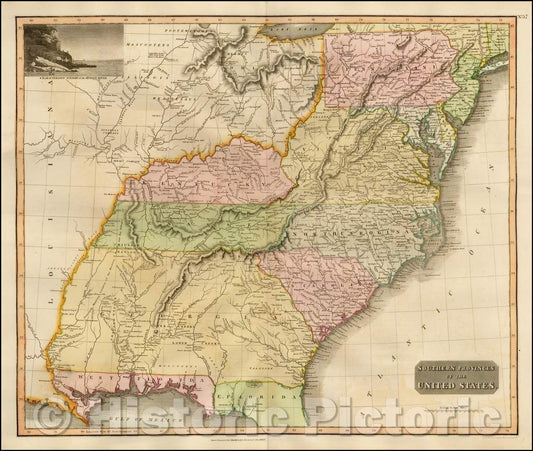 Historic Map - Southern Provinces of the United States, 1817, John Thomson v2
