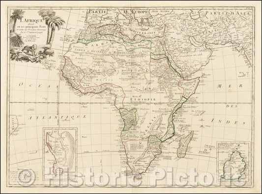 Historic Map - L'Afrique divisee en ses principaux Etats Assujettie aux Observations Astr :: Africa, and Cape of Good Hope, Astronomical Observations, 1776 - Vintage Wall Art