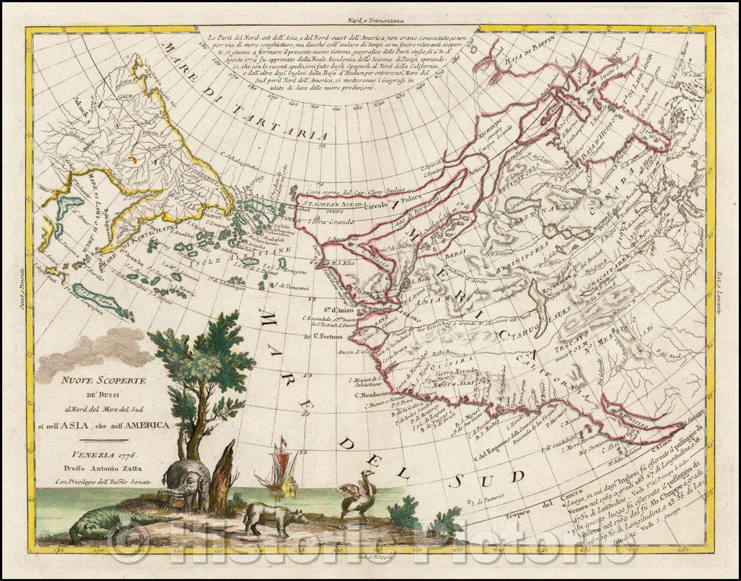 Historic Map - Nuove Scoperte de' Russi al Nord del Mare del Sud si nell'Asia, che nell'America, 1776, Antonio Zatta v5