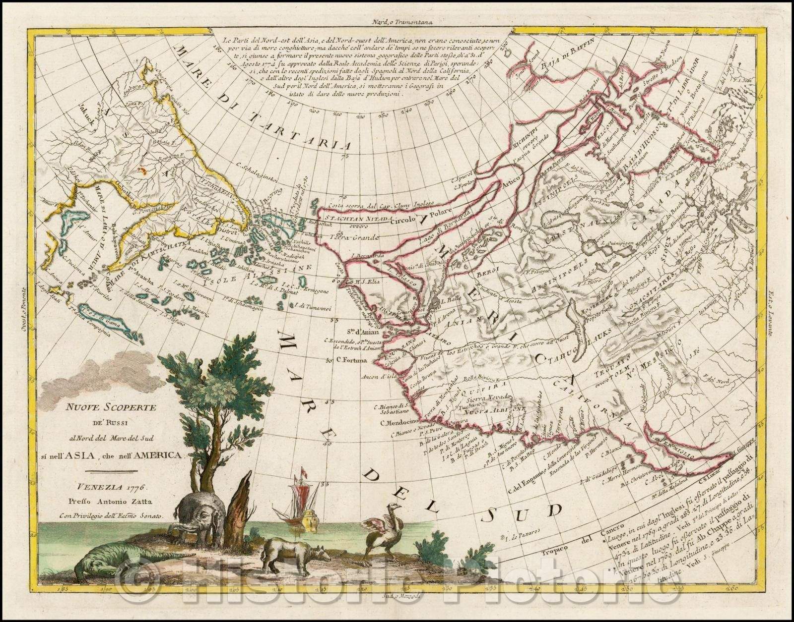 Historic Map - Nuove Scoperte de' Russi al Nord del Mare del Sud si nell'Asia, che nell'America, 1776, Antonio Zatta v5