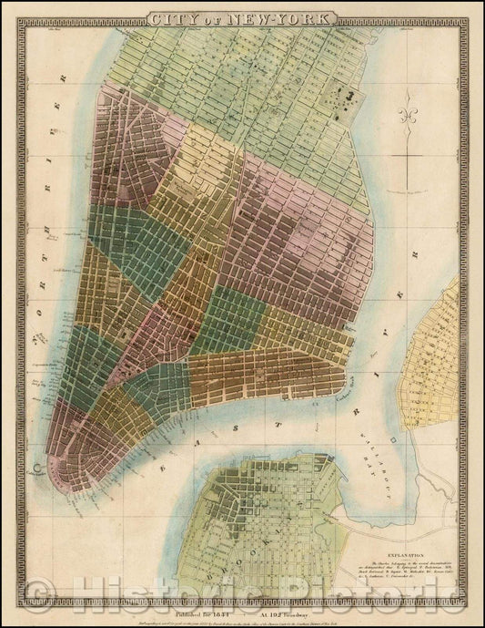 Historic Map - City of New-York, 1834, David Hugh Burr - Vintage Wall Art