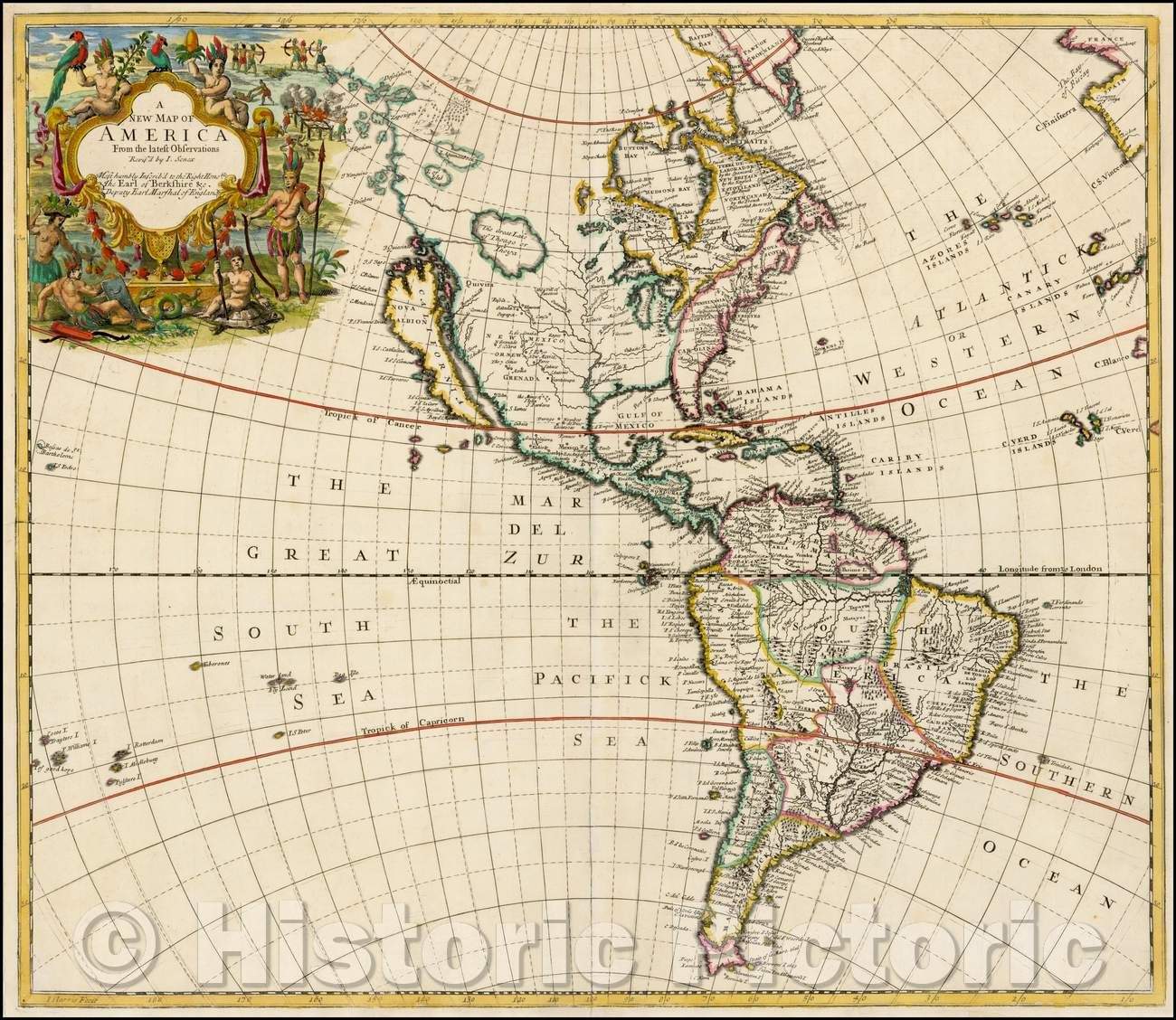 Historic Map - A New Map of America From the latest Observations, 1719, John Senex v2