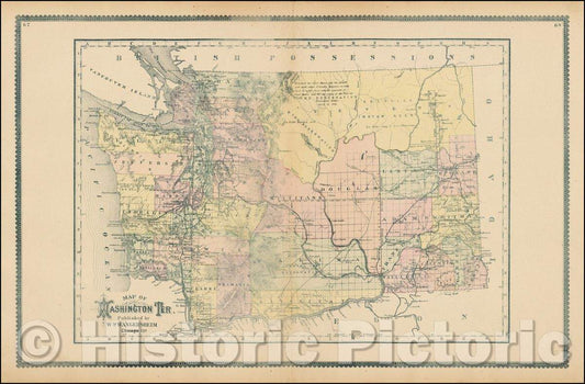 Historic Map - Map of Washington Ter, 1883, HR Page & Co. - Vintage Wall Art
